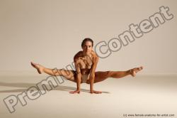 Nude Gymnastic poses Woman White Moving poses Slim long brown Dynamic poses Pinup